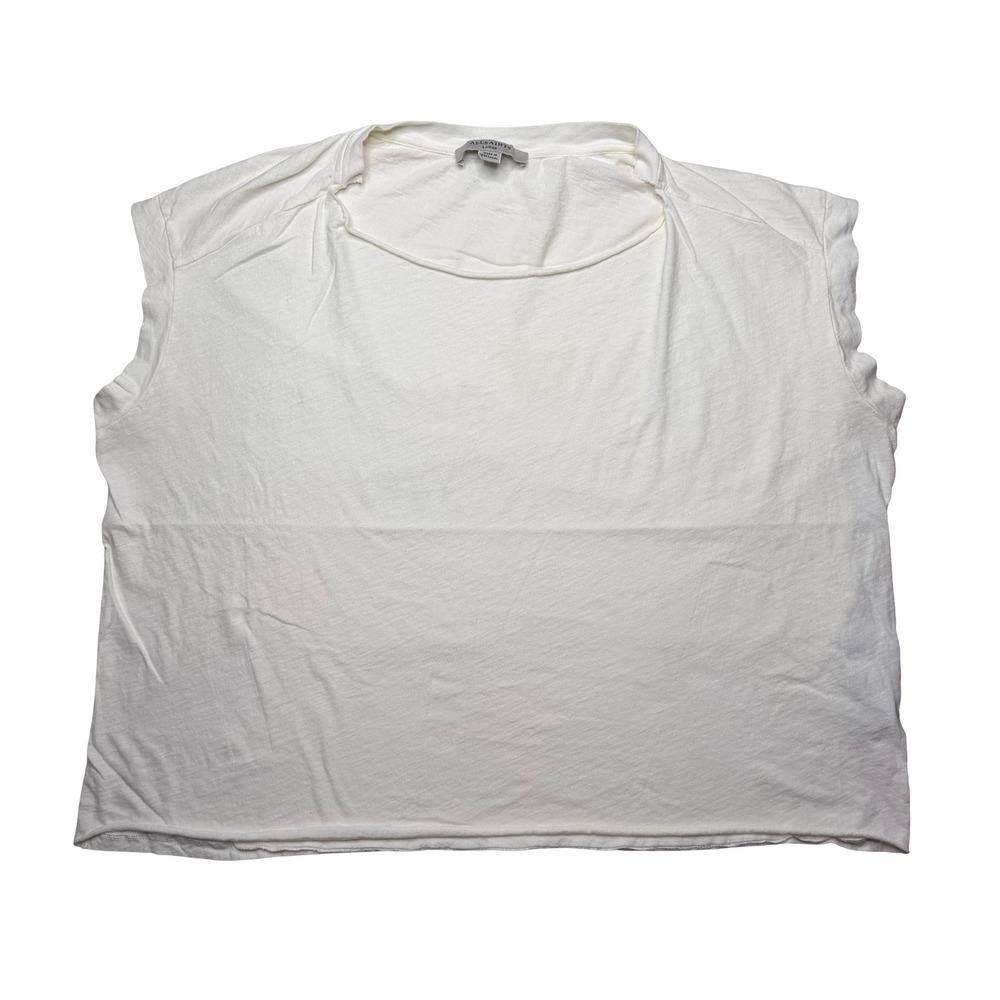 All Saints white blank cropped shirt